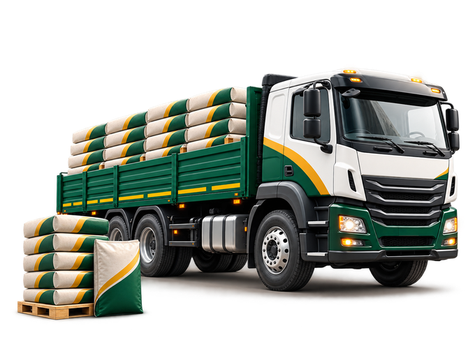 Bulk cement delivery truck with cement bags